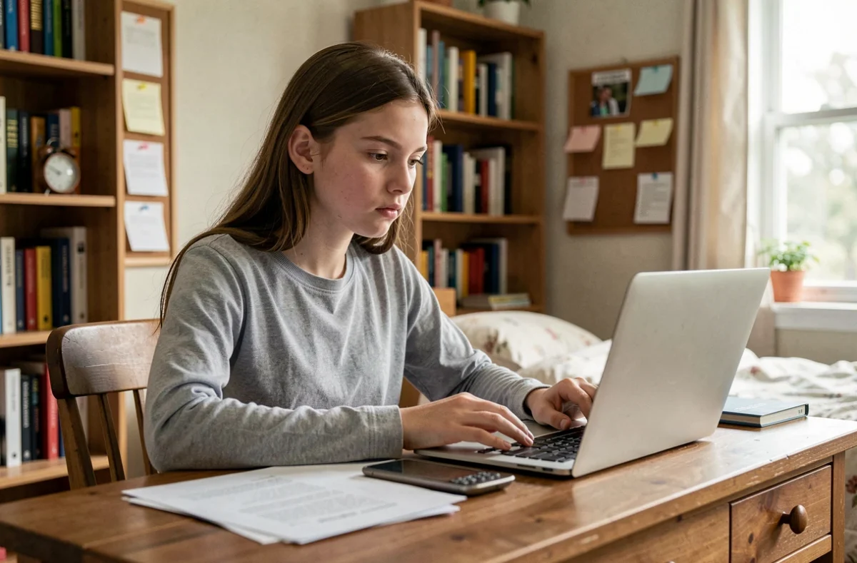 Adolescente de 16 ans à son bureau étudiant ses nouvelles responsabilités légales et sociales
